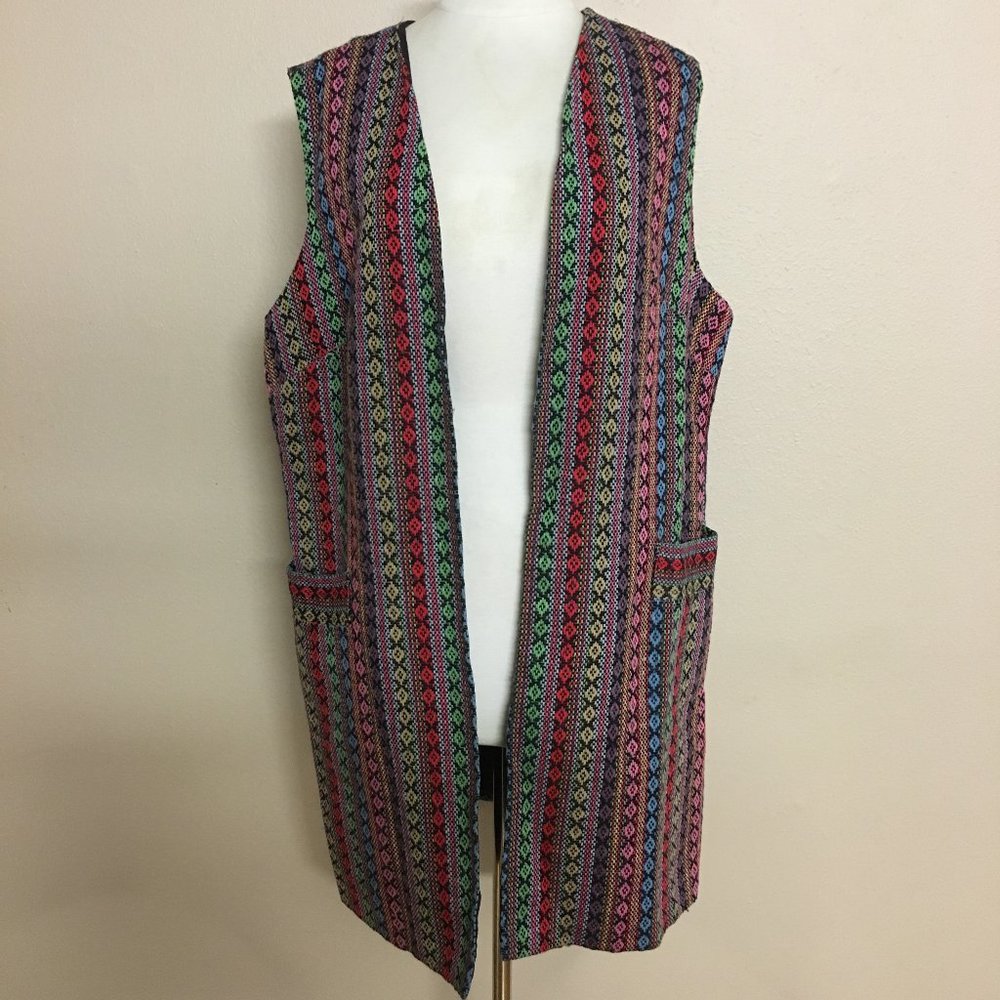 Ample togs vintage rainbow long vest